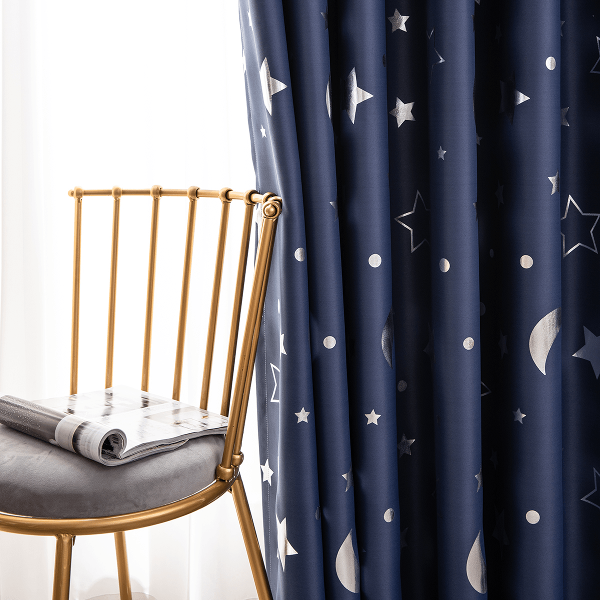 Polyester Window Curtains Moon Star Kids Child Bedroom Window Door Curtains for Living Room Home Decor