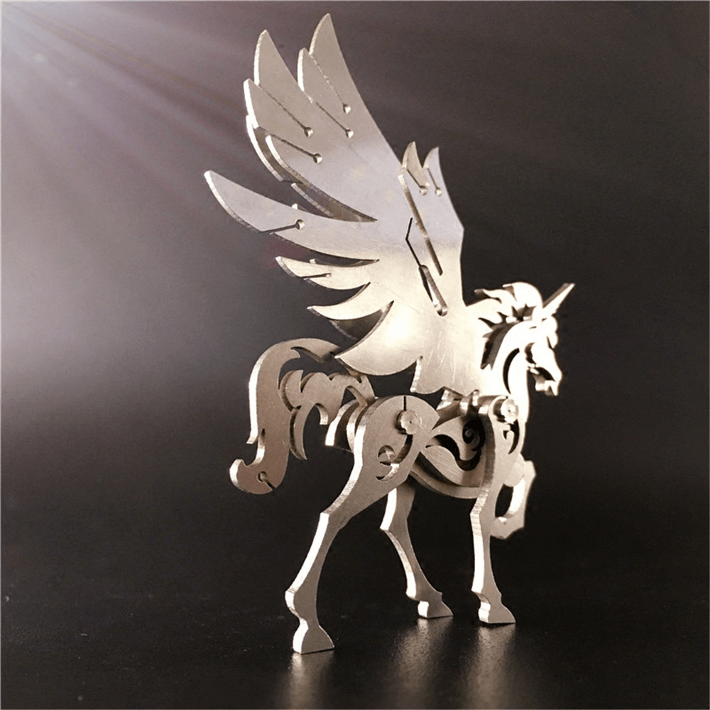 Steel Warcraft 3D Puzzle DIY Assembly Unicorn Toys DIY Stainless Steel Model Building Decor 6*4.4*6.2Cm