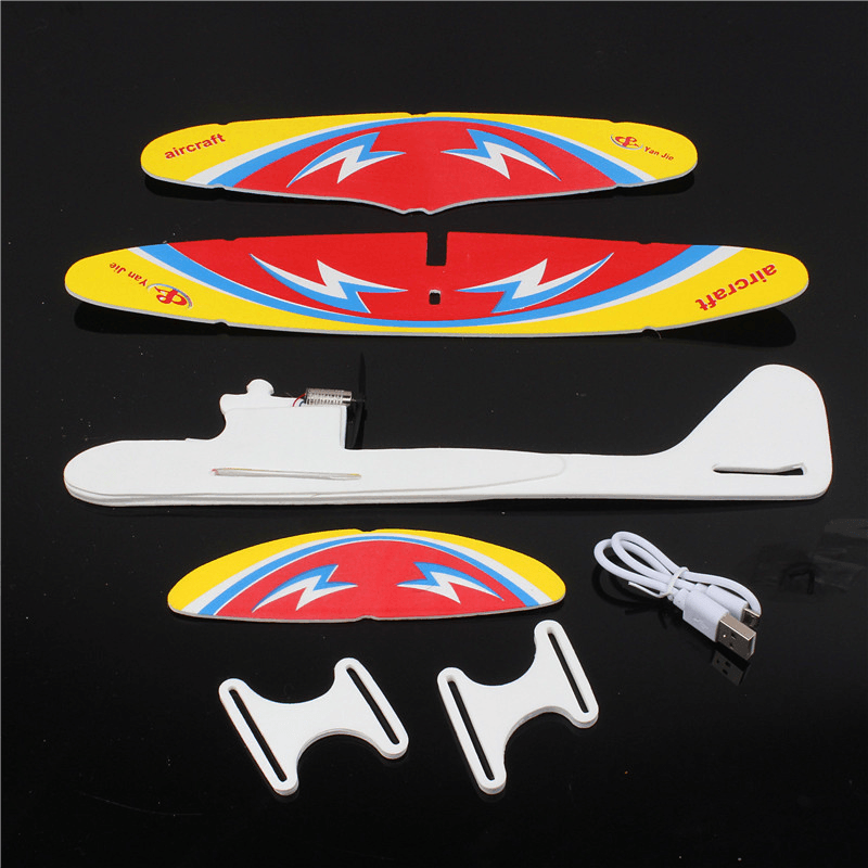 Electric DIY Assembly Foam Hand Throw Airplane Model USB Rechargeable Slewing Airplane Outdoor Toy for Kids Gift