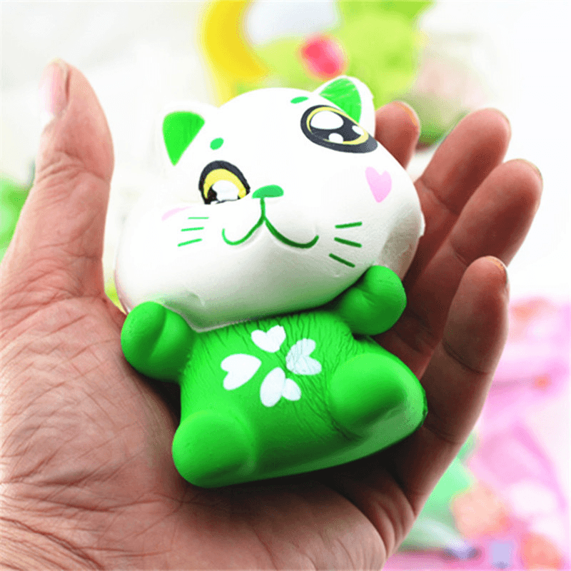 11.5Cm PU Corful Green Cat Slow Rising Squishy Decompression Toys with Original Packaging