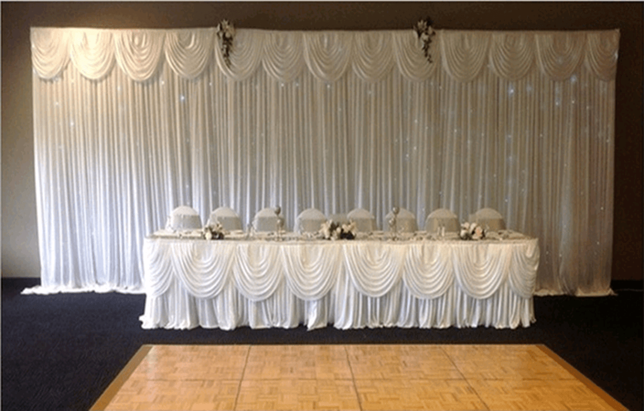 2M X 2M White Stage Background Backdrop Drape Curtain Swags Wedding Party US