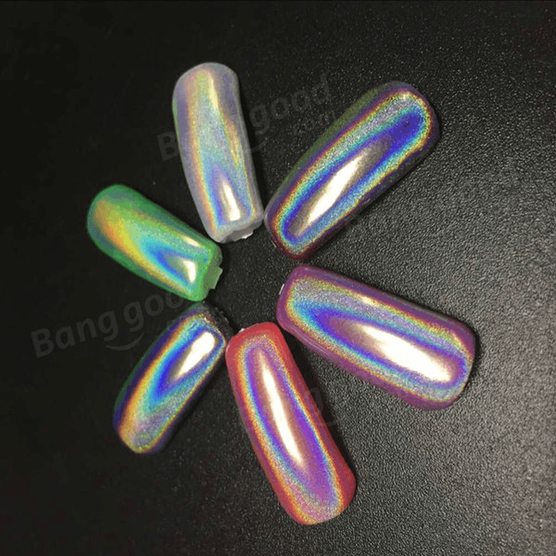 Holographic Laser Nail Art Powder Holo Effect DIY Powders Silver Pigment Hologram Rainbow