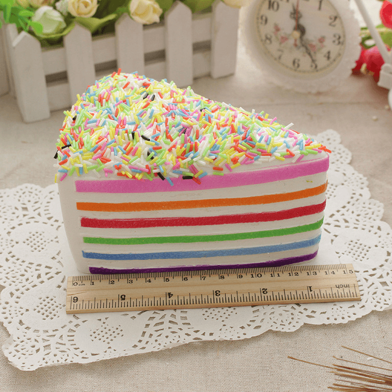 14X9X8Cm Squishy Regenbogen Kuchen Simulation Super langsam steigende Spaß Geschenk Spielzeug Dekoration