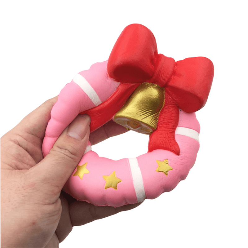 Squishyfun Christmas Jingle Bell Donut Squishy 13Cm Gift Slow Rising Original Packaging Soft Decor Toy