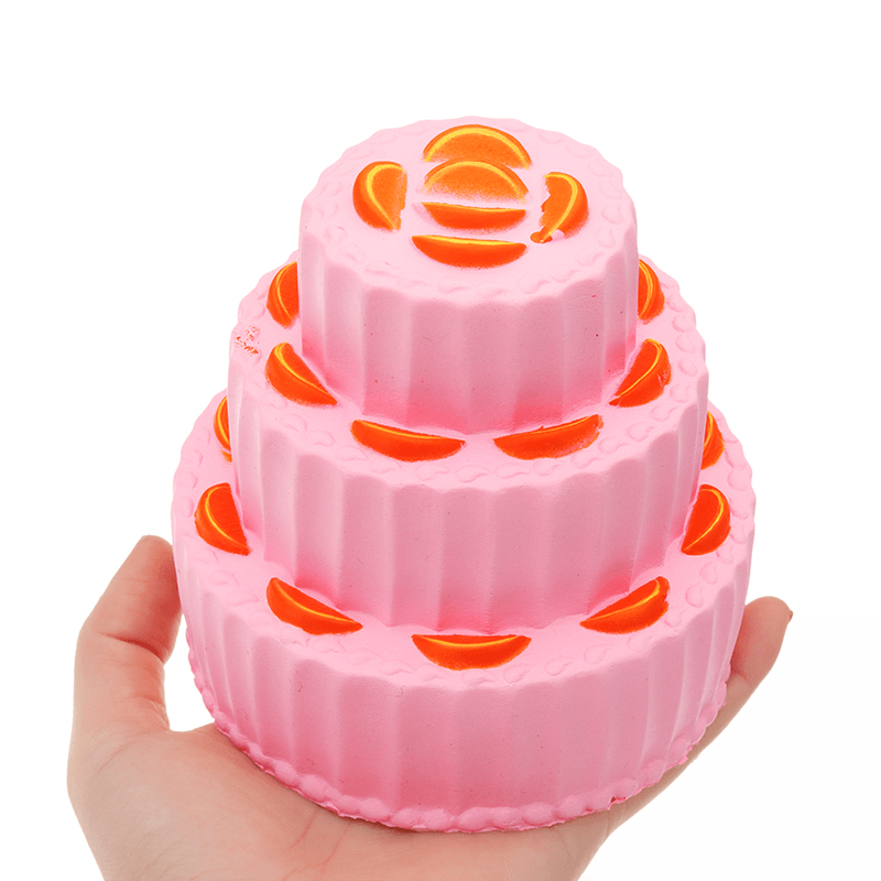 Three Layer Orange Cake Squishy 11Cm Slow Rising anti Stress Collection Gift Soft Toy