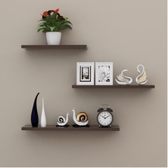 3 Pcs/Set Wood Wall-Mounted Punch Free Shelves Bookshelf Storage Rack Shelf Wall Hanging Decorations Stand Organizer