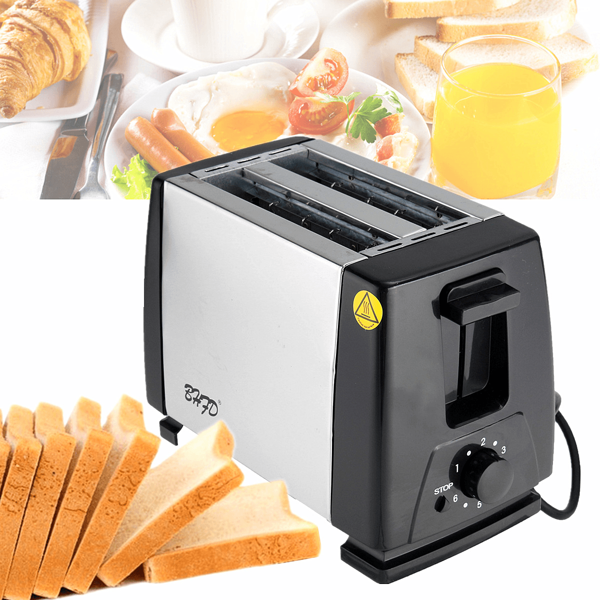 MONDA Electric Automatic 2 Slice Bread Toaster Oven Toaster Sandwich Maker Grill Machine