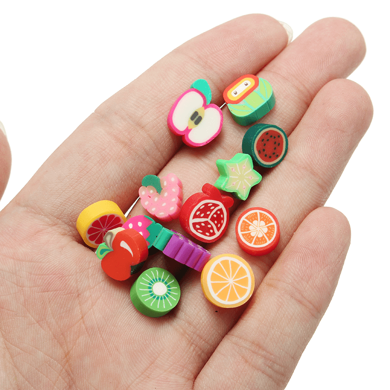 100PCS DIY Slime Accessories Decor Fruit Cake Flower Polymer Clay Toy Nail Beauty Ornament