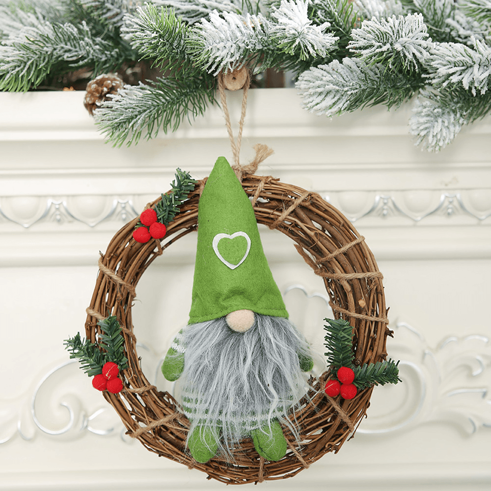 Hanging Non-Woven Hat with Heart Rattan Swedish Santa Gnome Handmade Figurine Home Ornaments Christmas Decoration Toys Table Decor