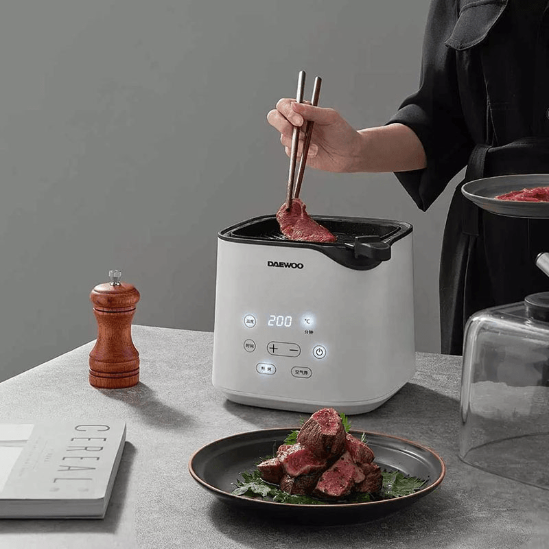 DAEWOO K3 850 W 2,35 l Heißluftfritteusen-Ofen, elektrisch, ohne Öl, intelligente Mini-3D-Luftfritteuse-Technologie, One-Click-Schalter-Grillen aus ökologischer Kette