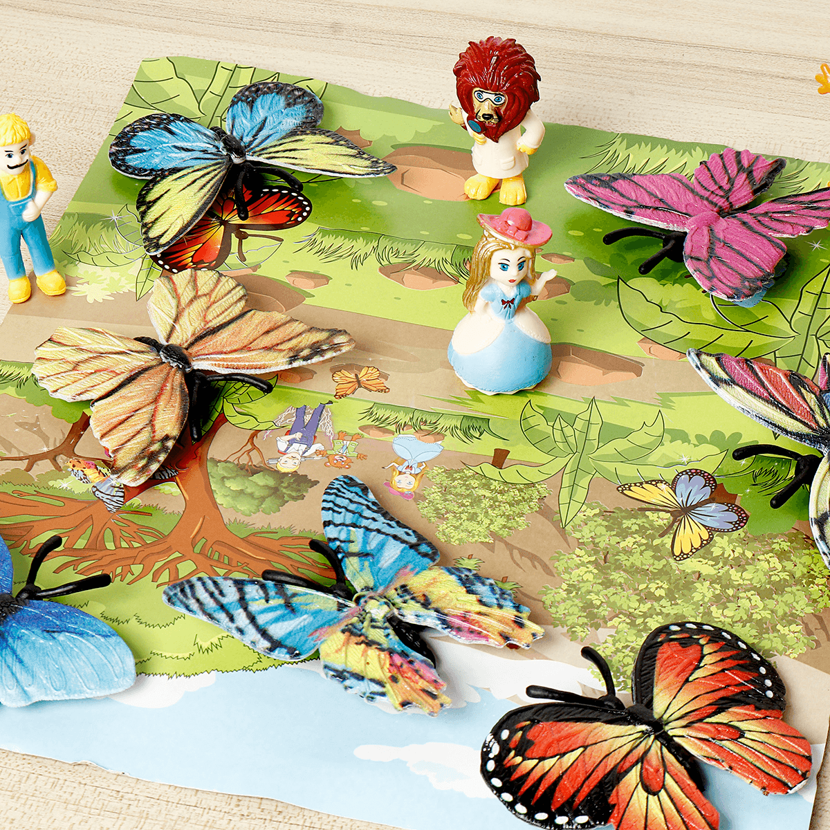 14 Pcs High Simulation Colorful Realistic Insects Butterfly Animal Figure Doll Model Learning Educational Toy for Kids Gift