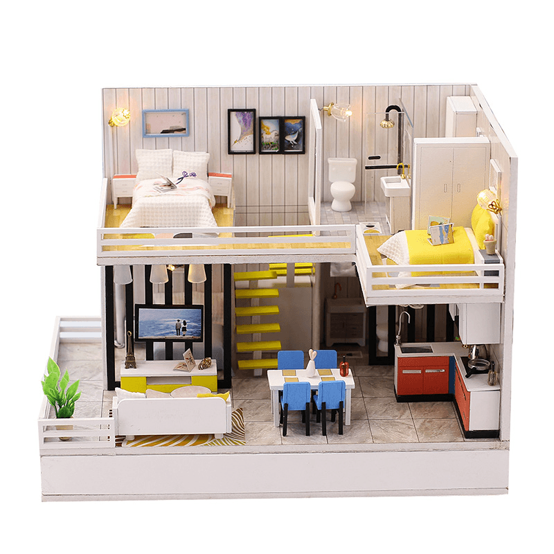 Iiecreate F001 Time Elegant House Handmade DIY Cabin Doll House with Dust Cover Bluetooth Stereo