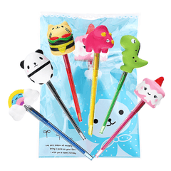 6PCS Squishy Pen Cap Venta al por mayor Panda Dinosaurio Unicornio Cake Animal Slow Rising Jumbo con pluma Stress Relief Toys Regalo