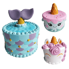 Niedlicher Einhorn-Kuchen-Squishy, ​​11 x 10 cm, super langsam aufsteigender Squeeze-Creme-Duft, Originalverpackung