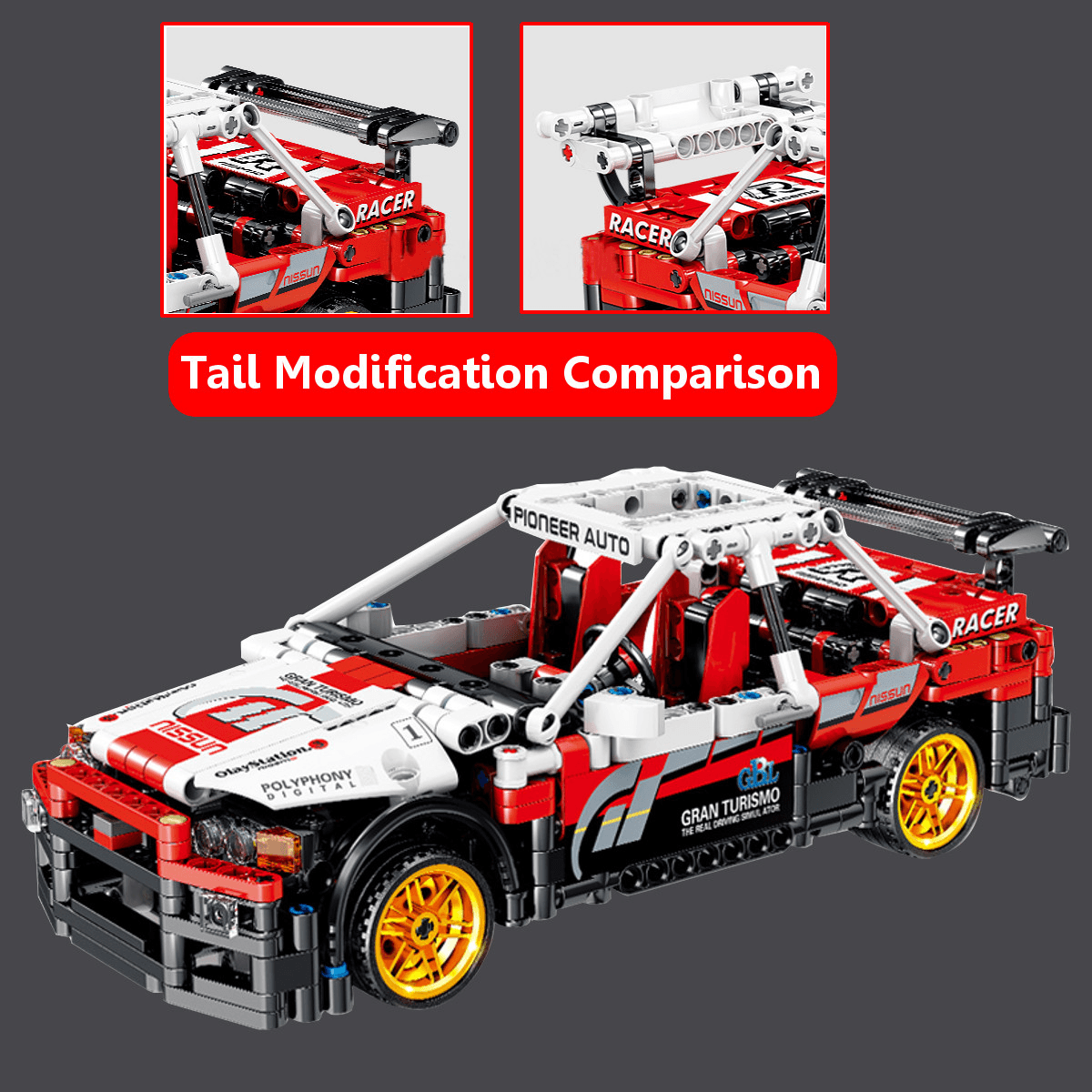 591 Pcs 1:17 KY1020 R32 Ares Mechanical Engineering Car Small Particle DIY Assembled Building Blocks Pull Back Racing Car Model Toy for Birthday Gift