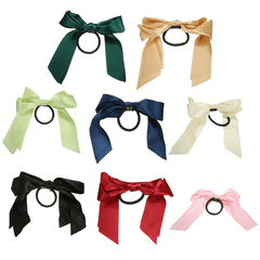 Multicolor Scrunchie Cola de caballo Titular Cinta de raso Arco Bowknot Banda para el cabello Cuerda