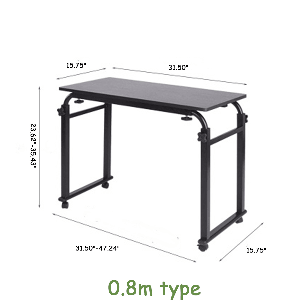 Verstellbarer, rollender Laptop-Computertisch, Betttisch über dem Bett, Schoßschreibtisch, Tisch, faltbares Frühstücks-Servierbetttablett mit Rollen