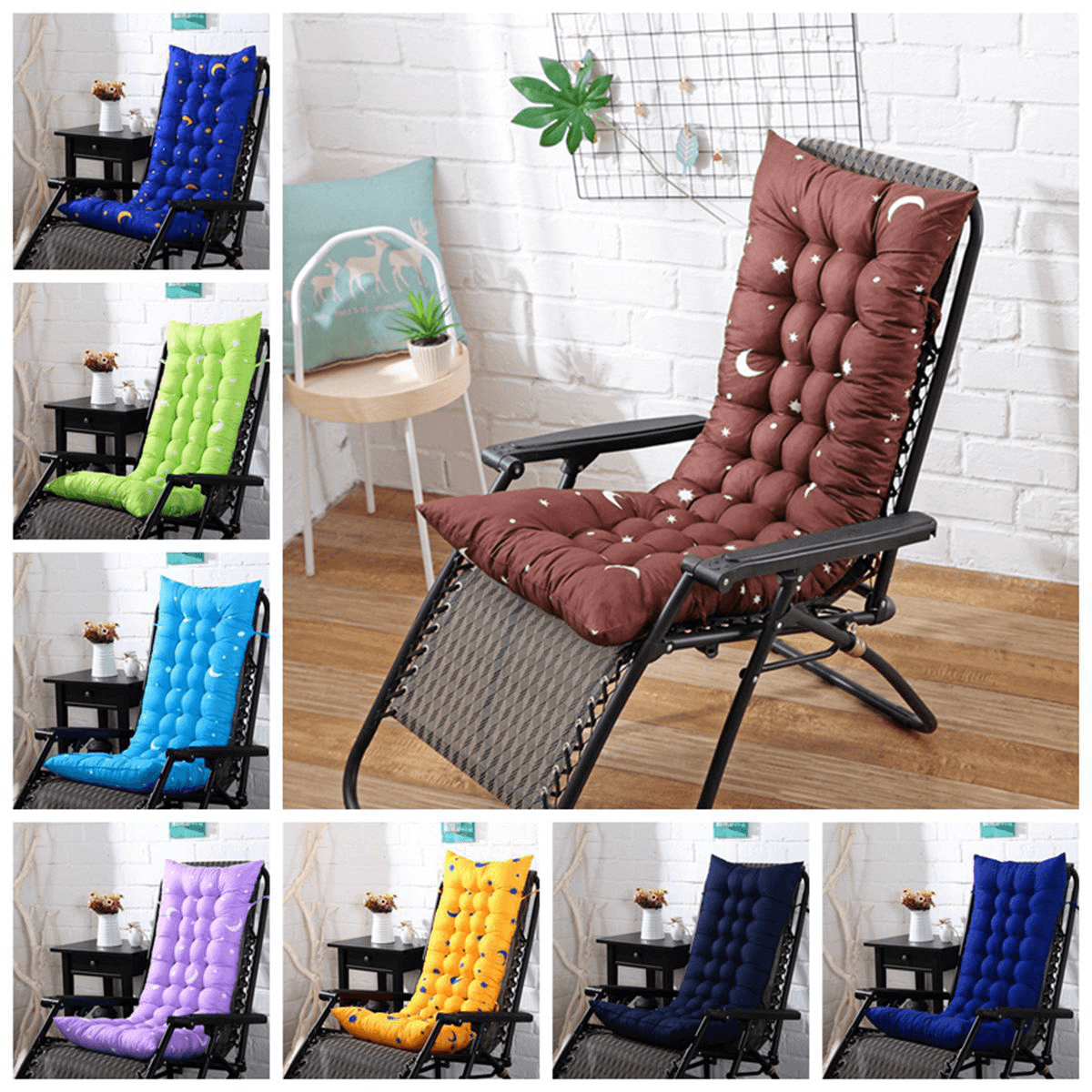 8 Colors 40*110*8Cm Chair Cushion Cotton Soft Sun Lounger Deck Topper Thick Pad