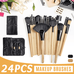 24 Pcs Makeup Brush Set Cosmetics Makeup Brush Kit with Leather Case Foundation Eyeliner Blending Concealer Mascara Eyeshadow Face Powder