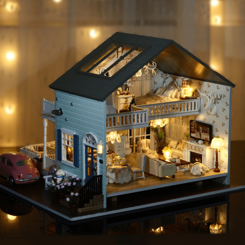 Cuteroom A-035-A Queens Town DIY Dollhouse Miniature Model with Light Music Collection Gift