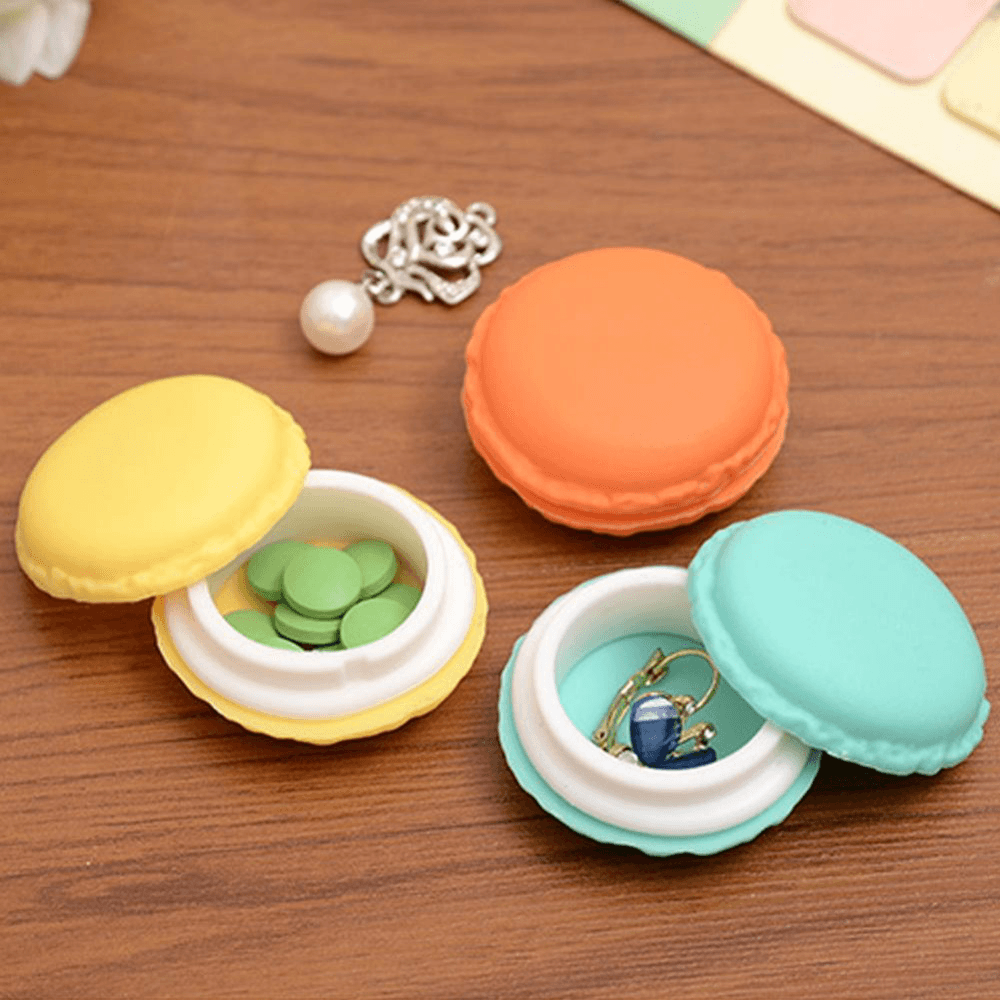 Süße Bonbonfarbene Macaron-Mini-Geburtstags-Geschenkbox, wasserdichte Aufbewahrung, Schmuck, Ringe, Pillendose