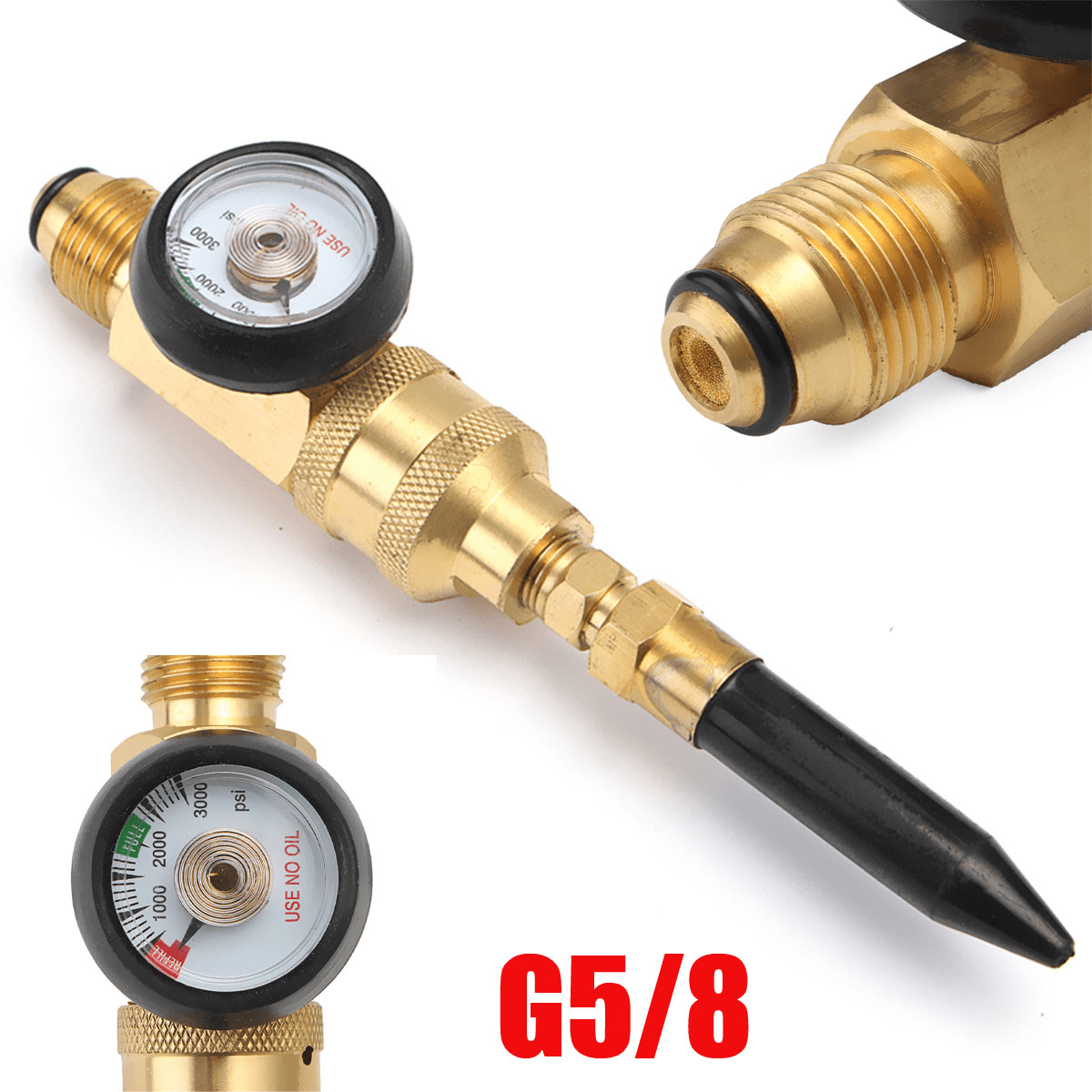 Latex Balloon Gas Inflator Filler with Gauge Helium Tank Regulator for G5/8 Tank Valves