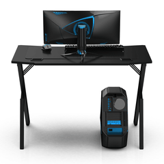 43.3" Minimalist Gaming Computer Desk Black Gamer Table with Mouse Pad for Home Office