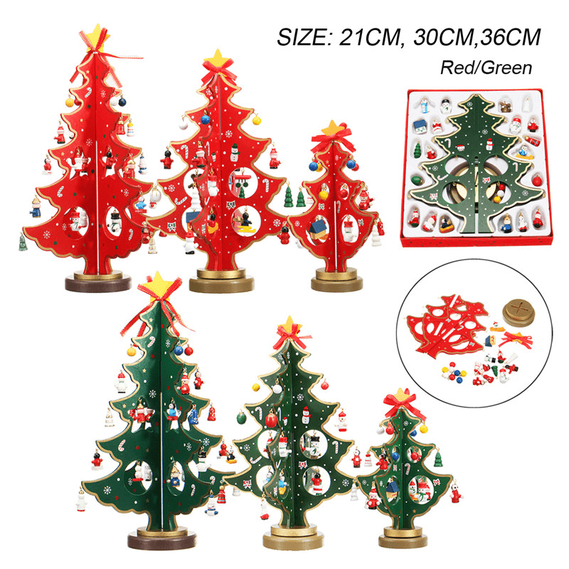 3D Wooden Christmas Tree Table Decoration Hanging Ornament