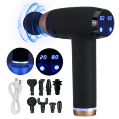 12V Matte Texture LCD Percussion Massager USB 7200R/Min Muscle Relief Sport Recovery 20 Speed Electric Massager with 8 Heads