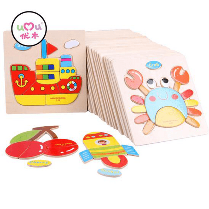 Umu Wooden 3D Jigsaw Puzzle Toy Kids Children Cartoon Animal Puzzle Gift Intelligence Toys