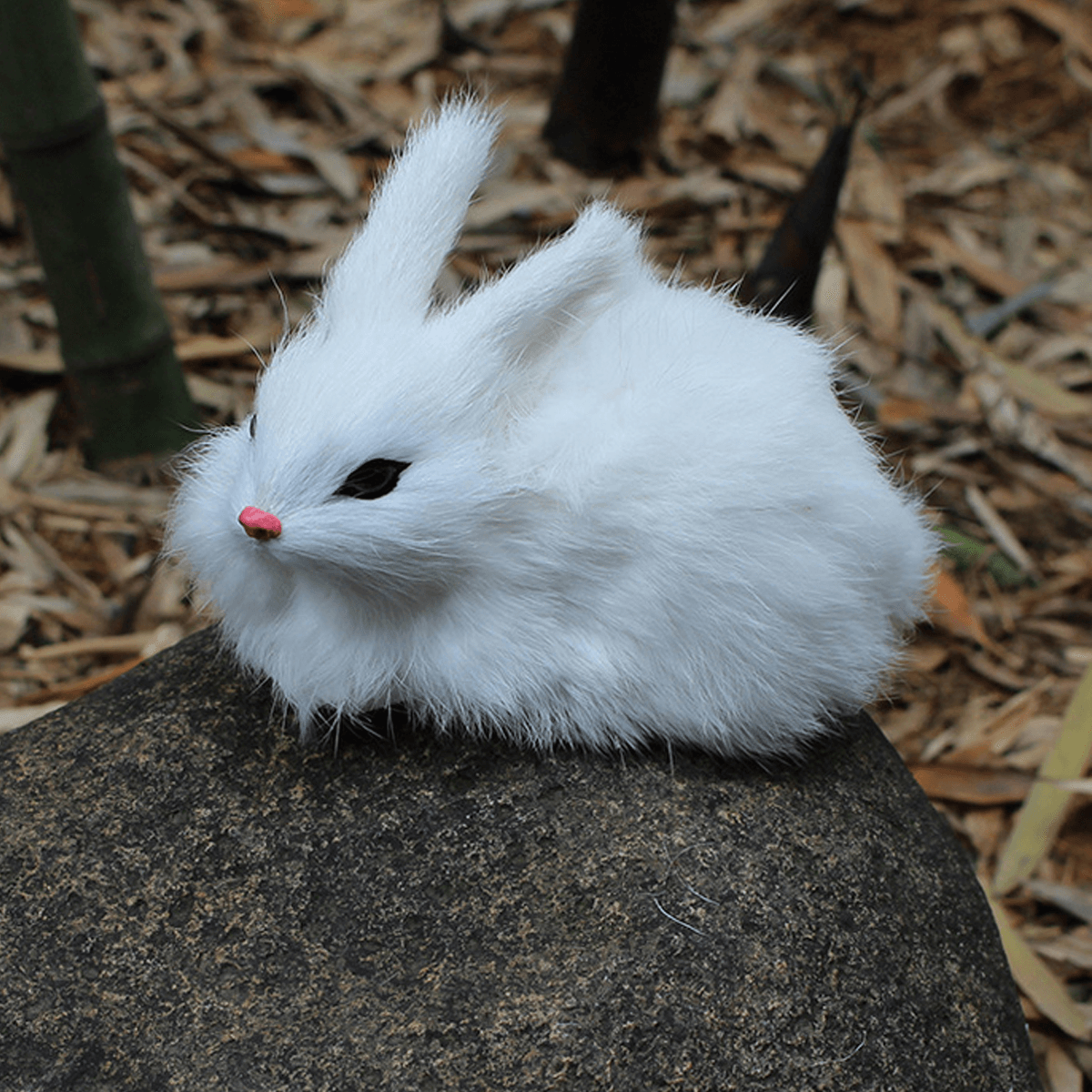 15Cm Mini Realistic Cute White Plush Rabbits Fur Lifelike Animal Furry Easter Bunny Stuffed Plush Toy