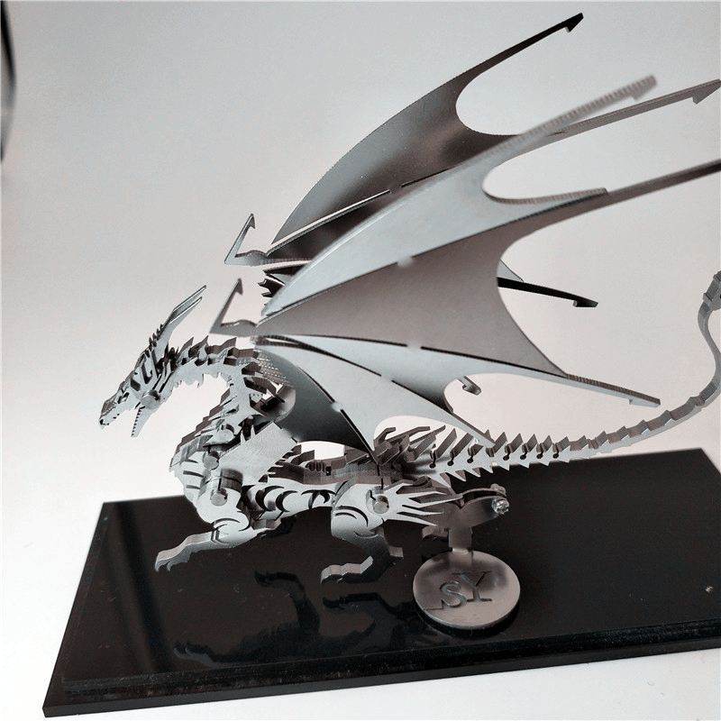 Steel Warcraft DIY 3D Puzzle Dragon Toys Stainless Steel Model Building Decor 16*5.3*14Cm