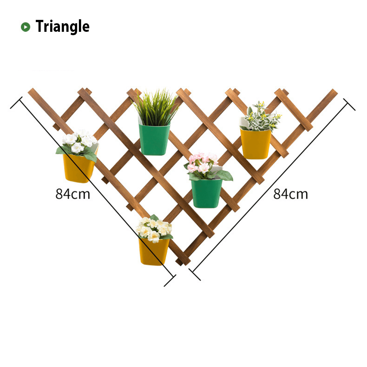 Wall Hanging Flower Pot Shelf Plant Stand Grid Back Wooden Home Garden Decorations