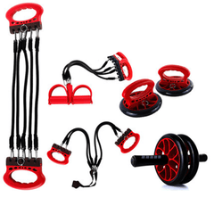 5PCS Exercise Tools Abdominal Wheel Footrest Stretcher Chest Push-Ups Stand Body Fitness Trainer