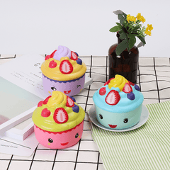 2PCS Leilei Squishy Ice Cream Strawberry Fruit Cup Cake Slow Rising Original Packaging Gift