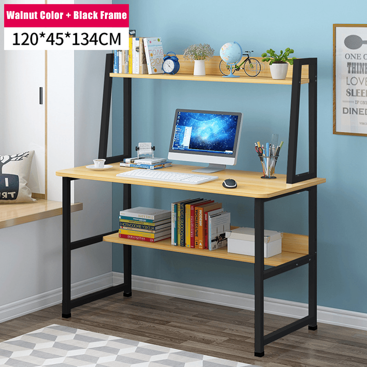 Computertisch Desktop Einfacher Schreibtisch Bücherregal Kombination Home Multifunktionsschreibtisch für das Home Office