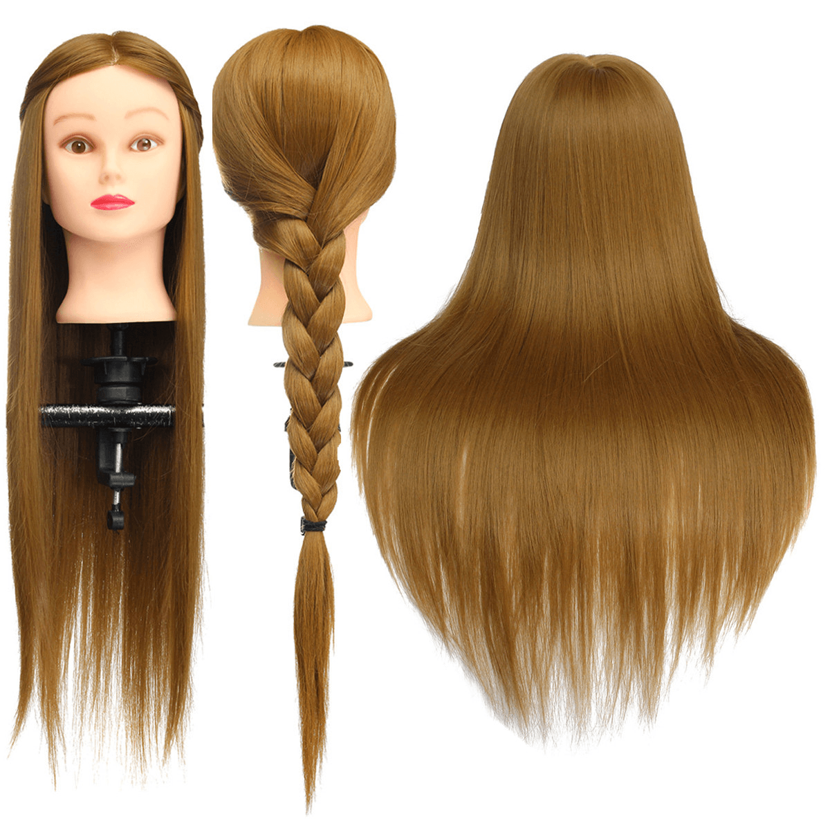 26 "Marrone Chiaro 30% Capelli Umani Formazione Manichino Testa Modello Parrucchiere Trucco Pratica con Morsetto