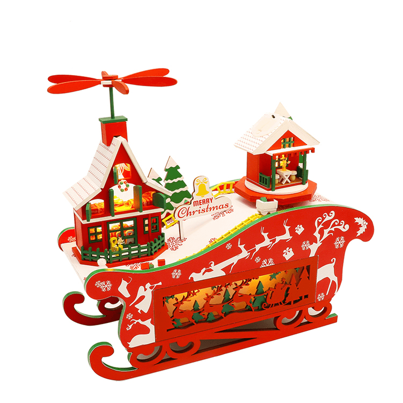 Hongda M908 Fantasy Christmas Night DIY Assembly Cottage Piggy Bank Doll House with Music and LED Light