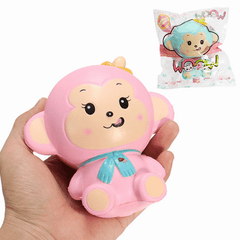 Woow Squishy Monkey Slow Rising 12Cm with Original Packaging Blue and Pink