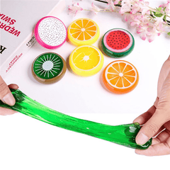 6PCS Crystal Fruit Slime 6X2Cm DIY Clay Rubber Mud Intelligent Hand Gum Plasticine Toy Gift