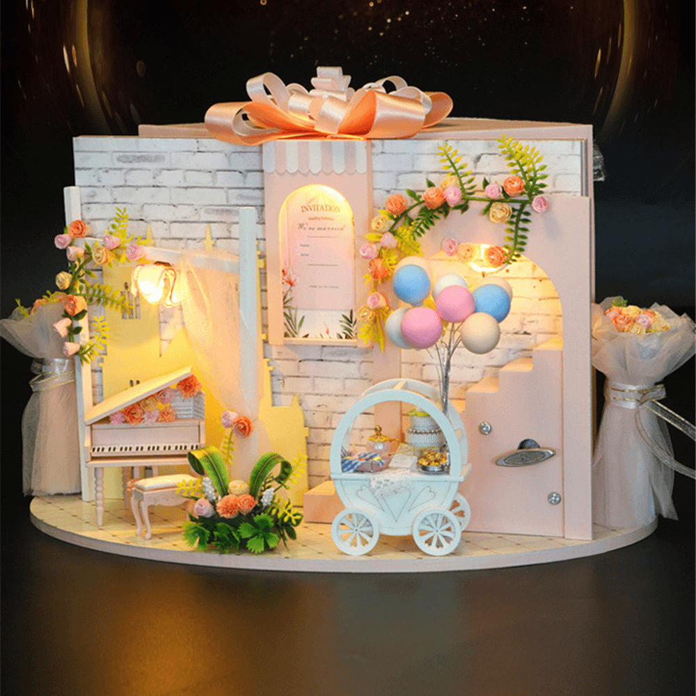 Homeda DIY Doll House Creative Valentine'S Day Birthday Gift Wedding Engagement Scene Bridal Shop Model with Furniture