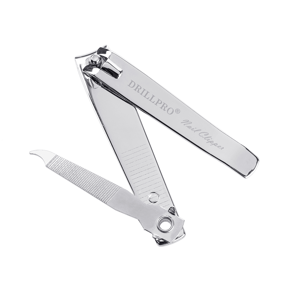 DRILLPRO Professional Stainless Steel Fingernail Toenail Nail Clipper Cutters Silver Tone