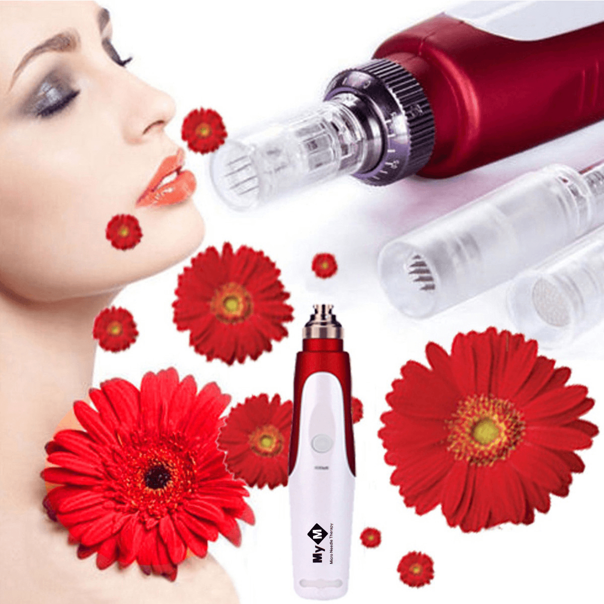 Anti Aging Electric Pen Stamp Auto Facial Micro Needle Roller Skin Acne Remove Beauty Machine