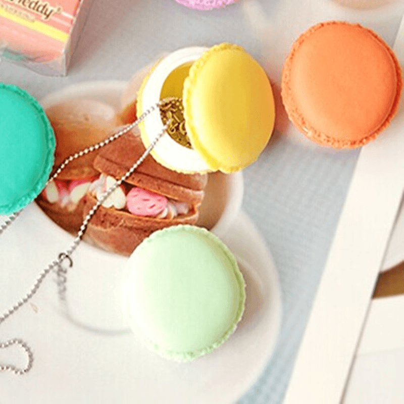 Süße Bonbonfarbene Macaron-Mini-Geburtstags-Geschenkbox, wasserdichte Aufbewahrung, Schmuck, Ringe, Pillendose