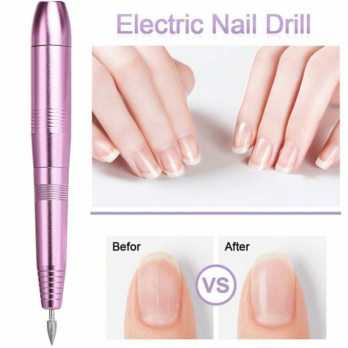 Pink / Gold / Silver Electric Mini Polishing Pen with Ceramic Head Pen-Type Peeling and Removing Nail Polishing Machine