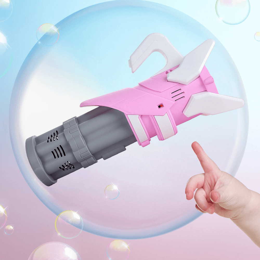 Electric Bubble Gatling Machine Maker One Key Bubble 5-Hole Output Toy with Light and Music for Kids Play Gift