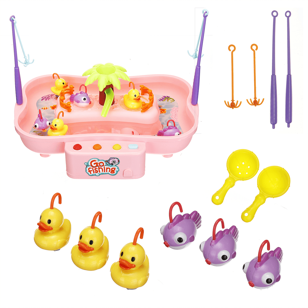 Electric Water Cycle Fishing Platform Game Interactive Educational Toy with Sound Lighting Effect for Kids Gift