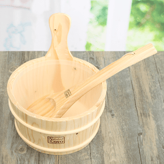 4L Sauna Kit Wooden Bucket Ladle Set Steam Sweating Tool