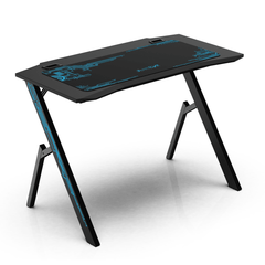 43.3" Minimalist Gaming Computer Desk Black Gamer Table with Mouse Pad for Home Office