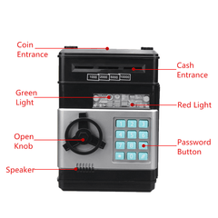 Código Key Lock Hucha Monedas Ahorro de efectivo Caja de dinero Contador Mini Caja de seguridad Regalo para niños